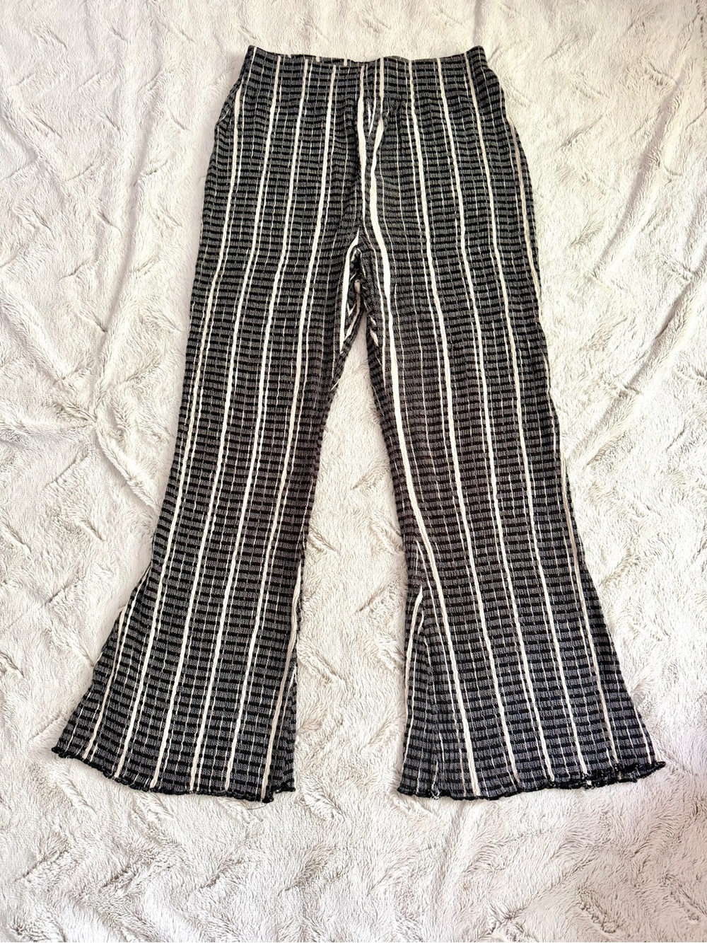 Free People Black and White Striped Knit Pants